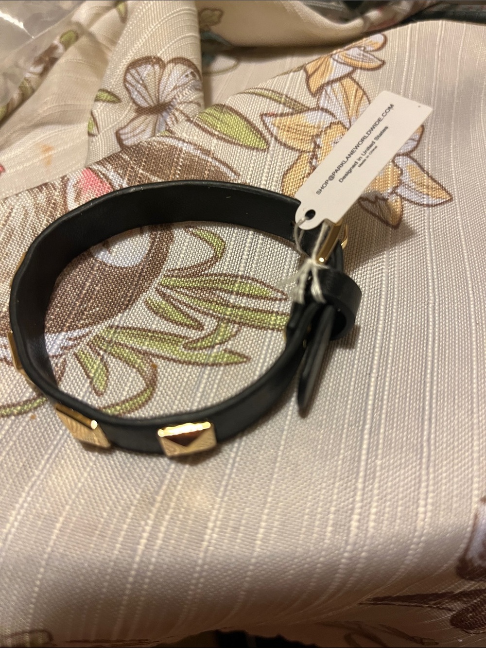 Park Lane Black “Leather  like “
Stud Bracelet with Gold colored Accents